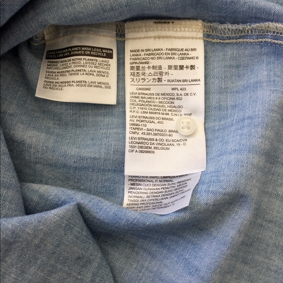 Levi’s Cap Sleeve Chambray Top Sz L - Picture 6 of 8